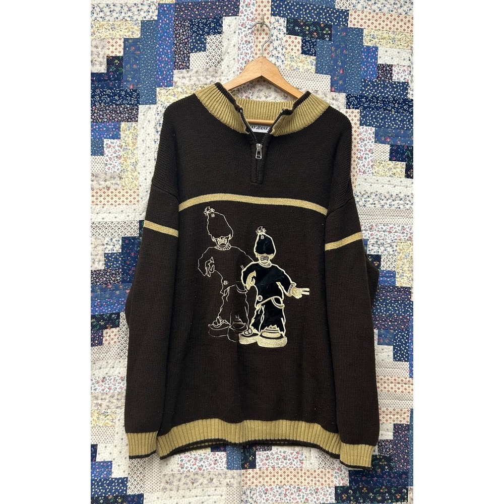 Vintage 2000's BLNY knit acrylic zip sweater XL